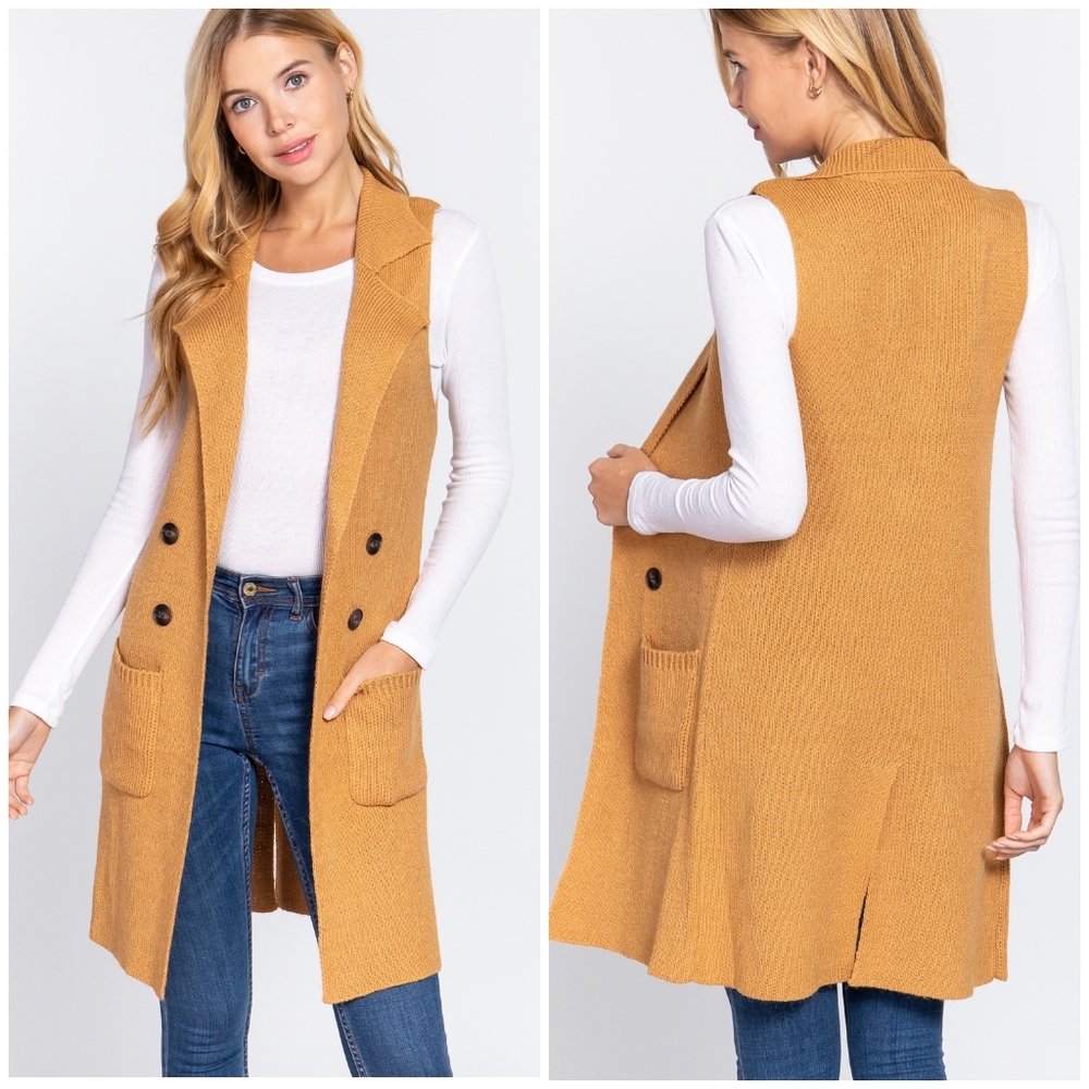 FEW LEFT❗️Cozy Chic Honey Longline Knitted Vest - Picture 10 of 10